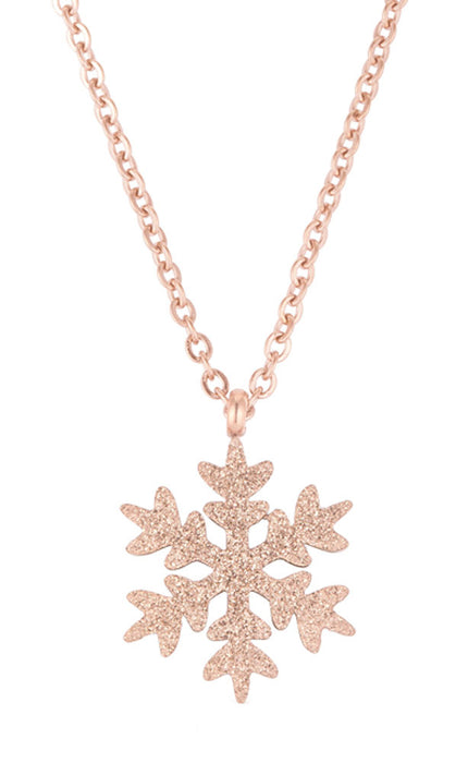J Goodin Women Fashion Jewelry Jenna Rose Gold Stainless Steel Rose Gold Snowflake Necklace