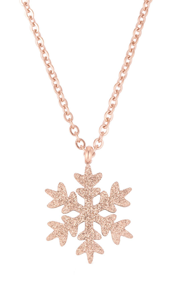 J Goodin Women Fashion Jewelry Jenna Rose Gold Stainless Steel Rose Gold Snowflake Necklace