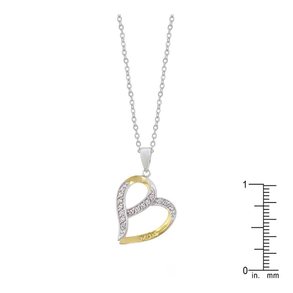 J Goodin Cubic Zirconia Heart Style Mom Two-tone Finish Fashion Pendant