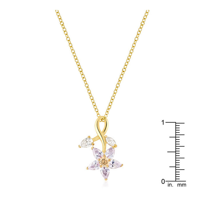 J Goodin Cubic Zirconia Classic Fashion Style Purple Flower Drop Pendant