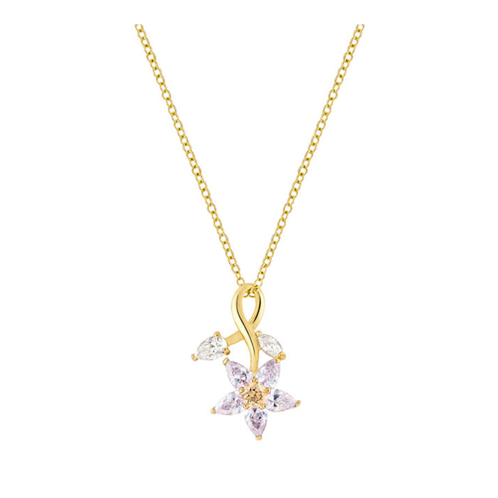 J Goodin Cubic Zirconia Classic Fashion Style Purple Flower Drop Pendant