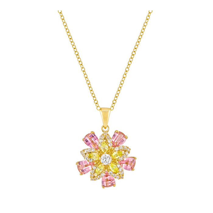 J Goodin Cubic Zirconia Floral Fashion Style Goldtone Multi-floral Pendant