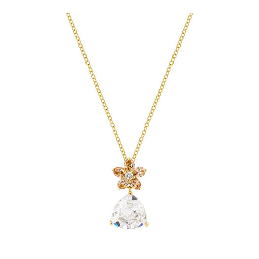 J Goodin Cubic Zirconia Floral Fashion Style Goldtone Trillion Floral Pendant For Women