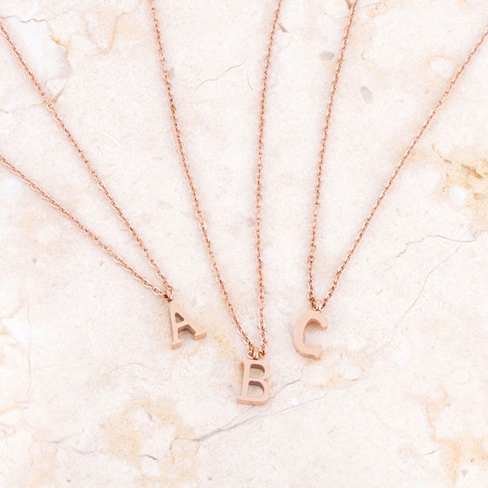 J Goodin Trendy Women Jewelry Elaina Rose Gold Stainless Steel N Initial Necklace