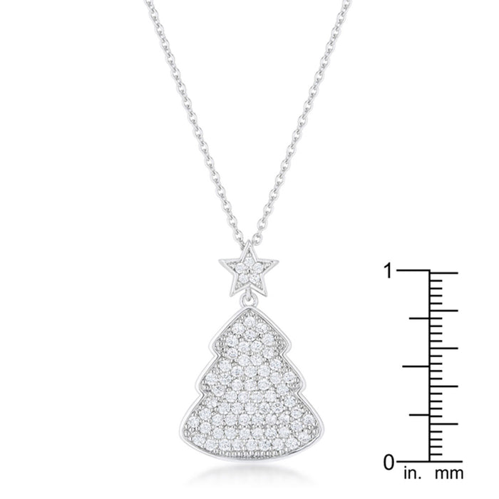 J Goodin Cubic Zirconia Holiday 5.75ct Clear Christmas Tree Drop Necklace