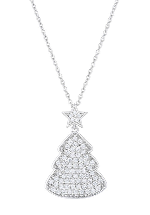 J Goodin Cubic Zirconia Holiday 5.75ct Clear Christmas Tree Drop Necklace