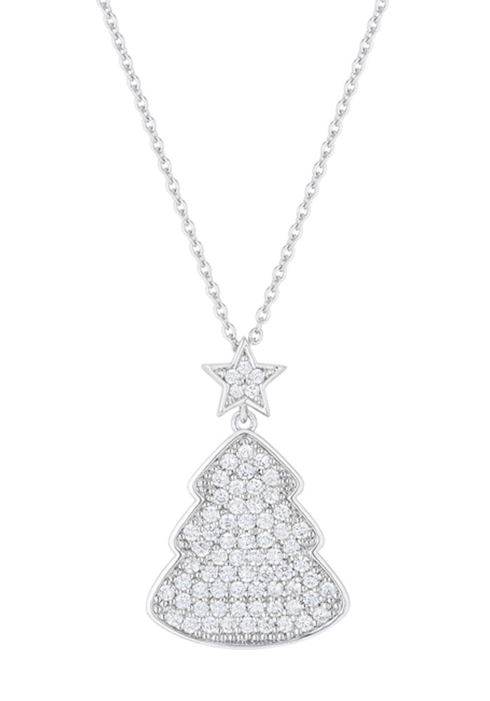 J Goodin Cubic Zirconia Holiday 5.75ct Clear Christmas Tree Drop Necklace