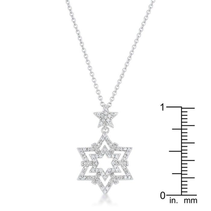 J Goodin Stella 0.3ct Cz White Gold Rhodium Star Drop Necklace