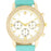 J Goodin Gold Shell Pearl Watch With Crystals - Mint Leather Strap