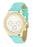 J Goodin Gold Shell Pearl Watch With Crystals - Mint Leather Strap