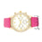 J Goodin Gold Shell Pearl Watch With Crystals - Pink Leather Strap