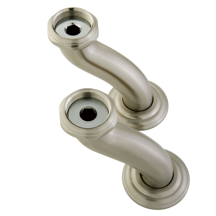 Kingston Brass Ccu408 S Shape Swing Elbow For 7" Centers Deck Mount Tub Filler With Hand Shower, Satin Nickel - Satin Nickel