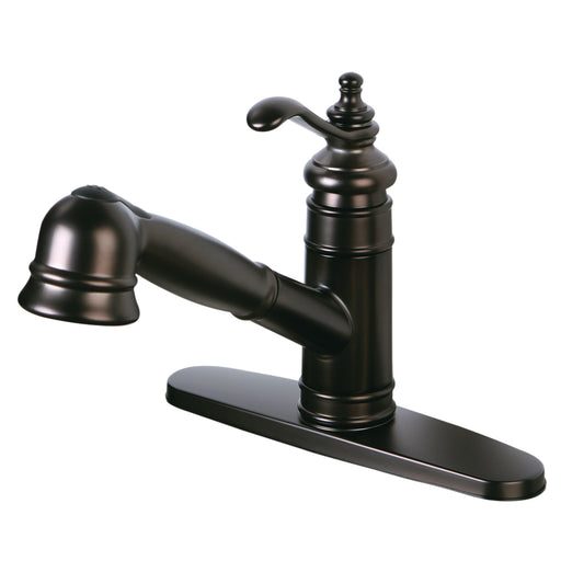 Kingston Brass Gsc7575tl Templeton Single Handlepull Out Kitchen Faucet With Deck Plate, Oil Rubbed Bronze - Oil Rubbed Bronze