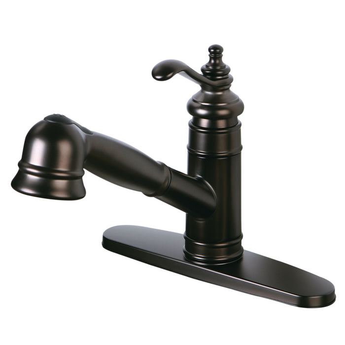 Kingston Brass Gsc7575tl Templeton Single Handlepull Out Kitchen Faucet With Deck Plate, Oil Rubbed Bronze - Oil Rubbed Bronze