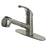Kingston Brass Gsc888nclsp Single Metal Loop Pull Out Kitchen Faucet With Deck Plate, Satin Nickel - Satin Nickel