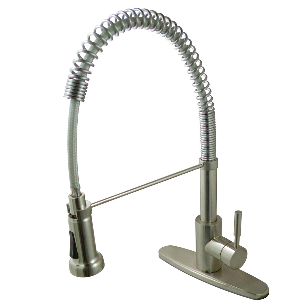 Kingston Brass Gsw8888dl Concord Pull Down Kitchen With Deck Plate, Satin Nickel - Satin Nickel