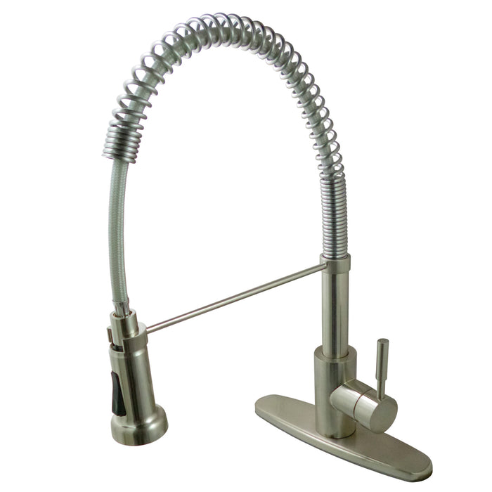 Kingston Brass Gsw8888dl Concord Pull Down Kitchen With Deck Plate, Satin Nickel - Satin Nickel