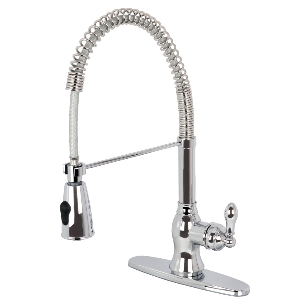 Kingston Brass Gsw8891acl American Classic Pull Down Kitchen Faucet With Deck Plate, Polished Chrome - Polished Chrome