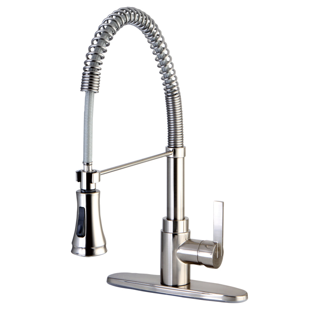 Kingston Brass Gsy8878ctl Continental Pull Down Kitchen Faucet With Deck Plate, Satin Nickel - Satin Nickel