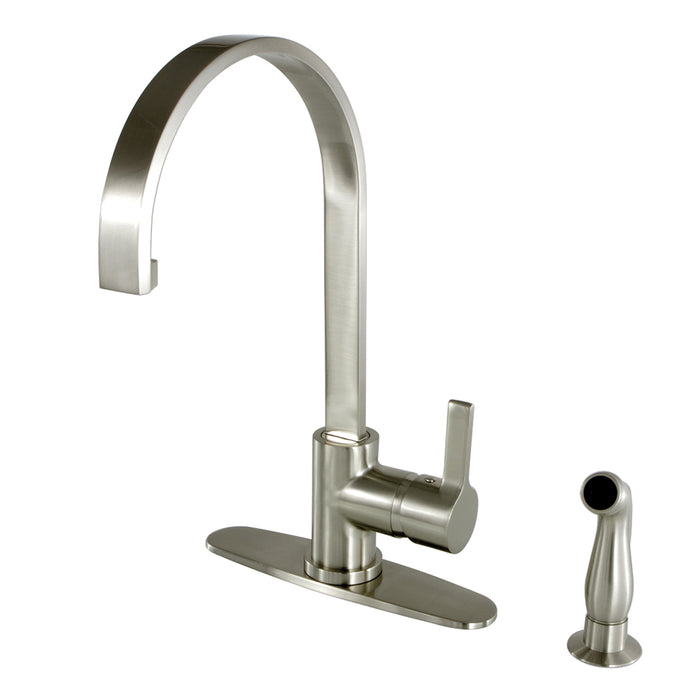 Gourmetier Ls8718ctlsp Continental 8" Centerset Single Handle Kitchen Faucets With Matching Side Sprayer, Satin Nickel - Satin Nickel