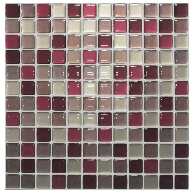 Mosaic Wall Tile Peel and Stick  Self adhesive Backsplash DIY Kitchen Bathroom Home Wall Sticker Vinyl 3D