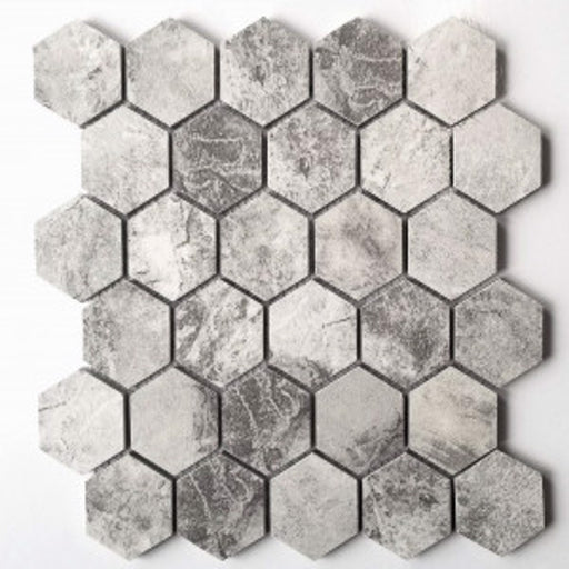 Storm Grey Matte Tru-Stone 2x2 Hexagon Mosaic Porcelain tile $5.7 /sq.ft