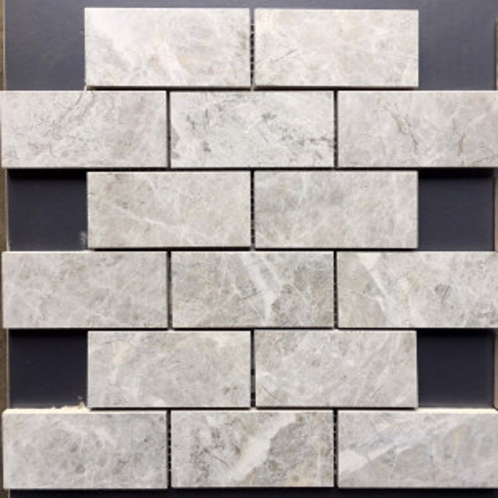 Tundra Grey Matte Tru-Stone Mosaic Porcelain Tile (2"x4") $5.56 /sq.ft